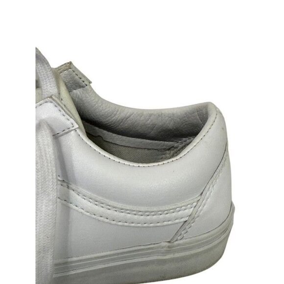 Vans Women's Old Skool Skateboard Shoe Sneaker All White Leather Low Size 6.5 - Picture 5 of 10